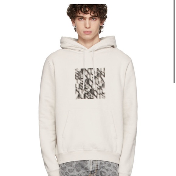 SAINT LAURENT Grey Mirage Logo Hoodie - Picture 2 of 14